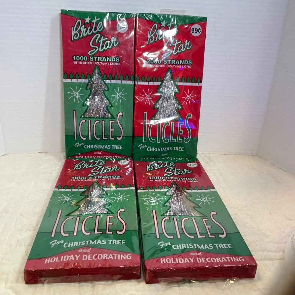 Brite Star Icicles For Christmas Tree & Holiday Decorating - 4 Packs Red/Green 1